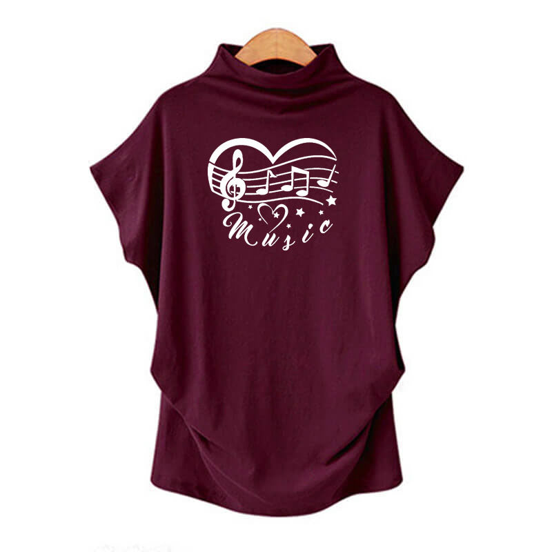 Music Scores In Heart Print T-shirt