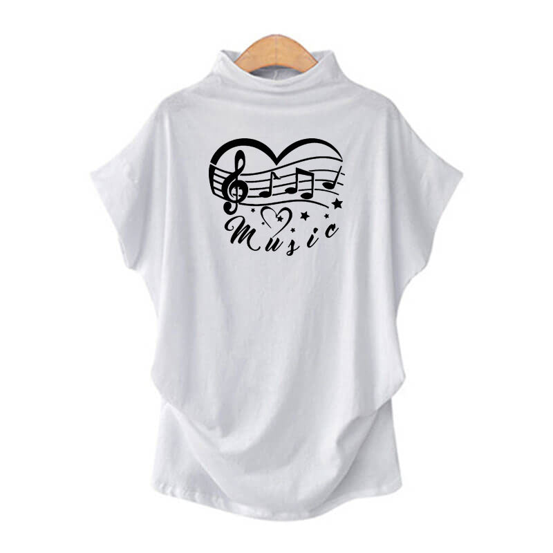 Music Scores In Heart Print T-shirt