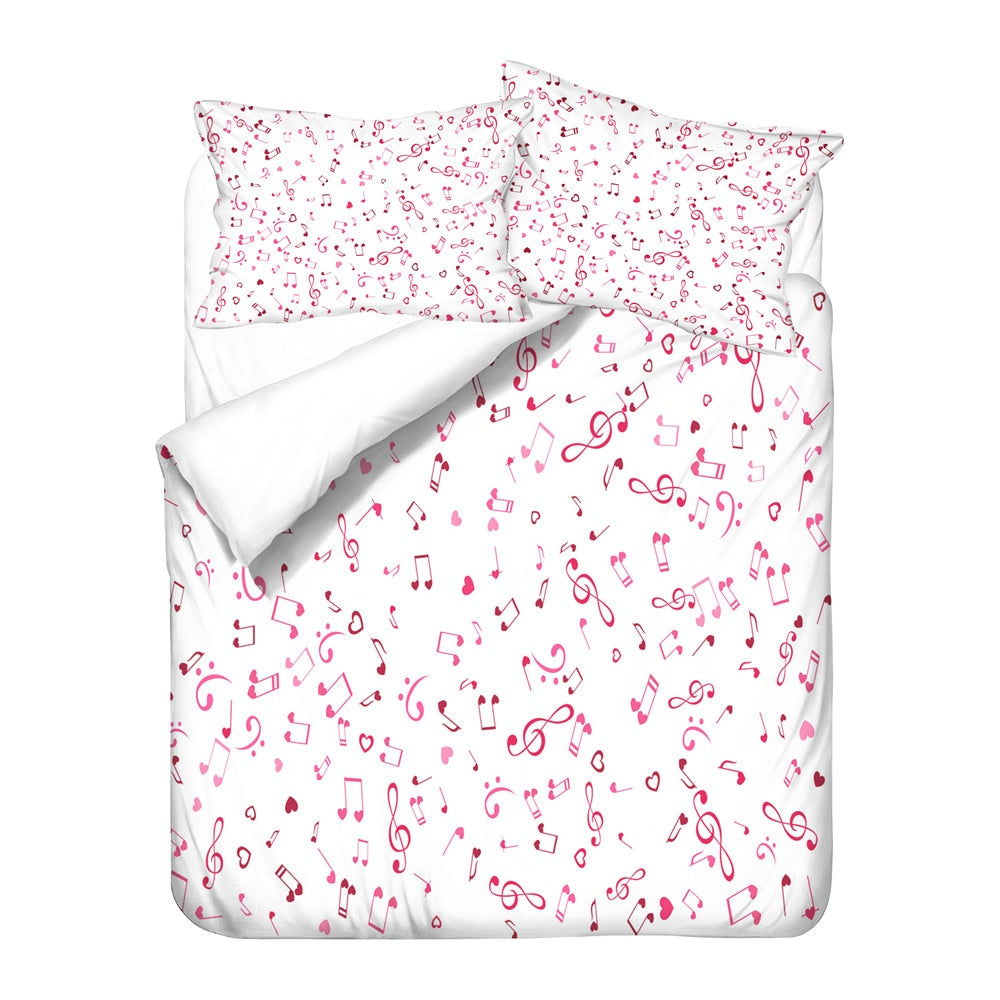 Pink Music Notes Bedding Set