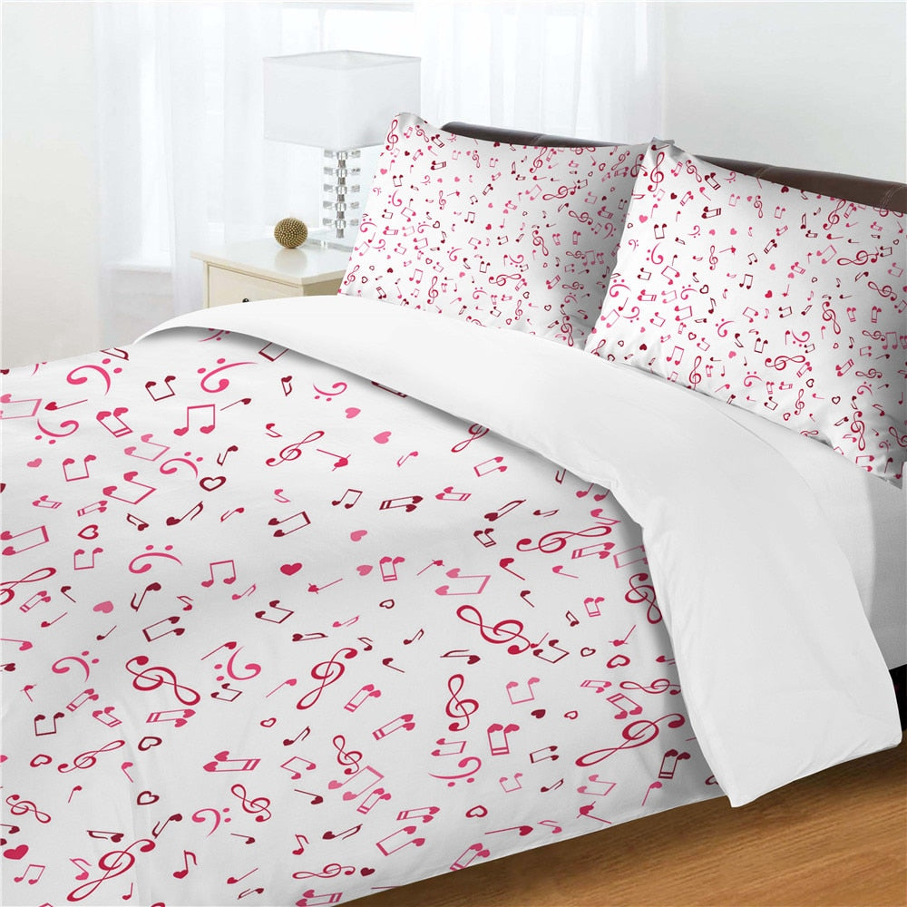 Pink Music Notes Bedding Set