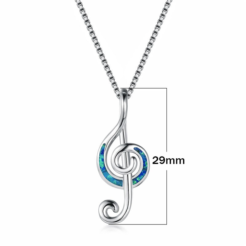 Fire-Opal Music Notes Necklace