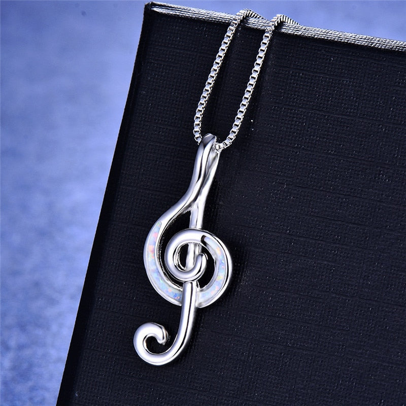 Fire-Opal Music Notes Necklace