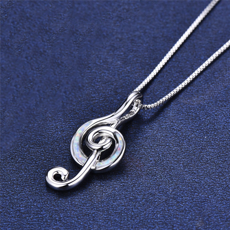Fire-Opal Music Notes Necklace