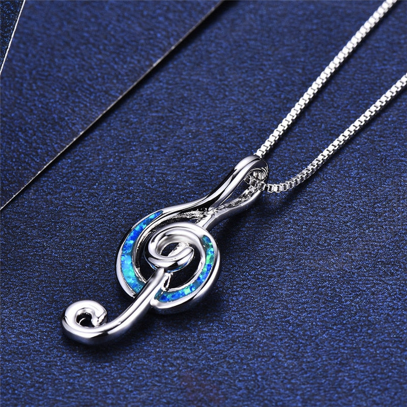 Fire-Opal Music Notes Necklace