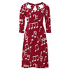 Music Notes Backless Casual Dress