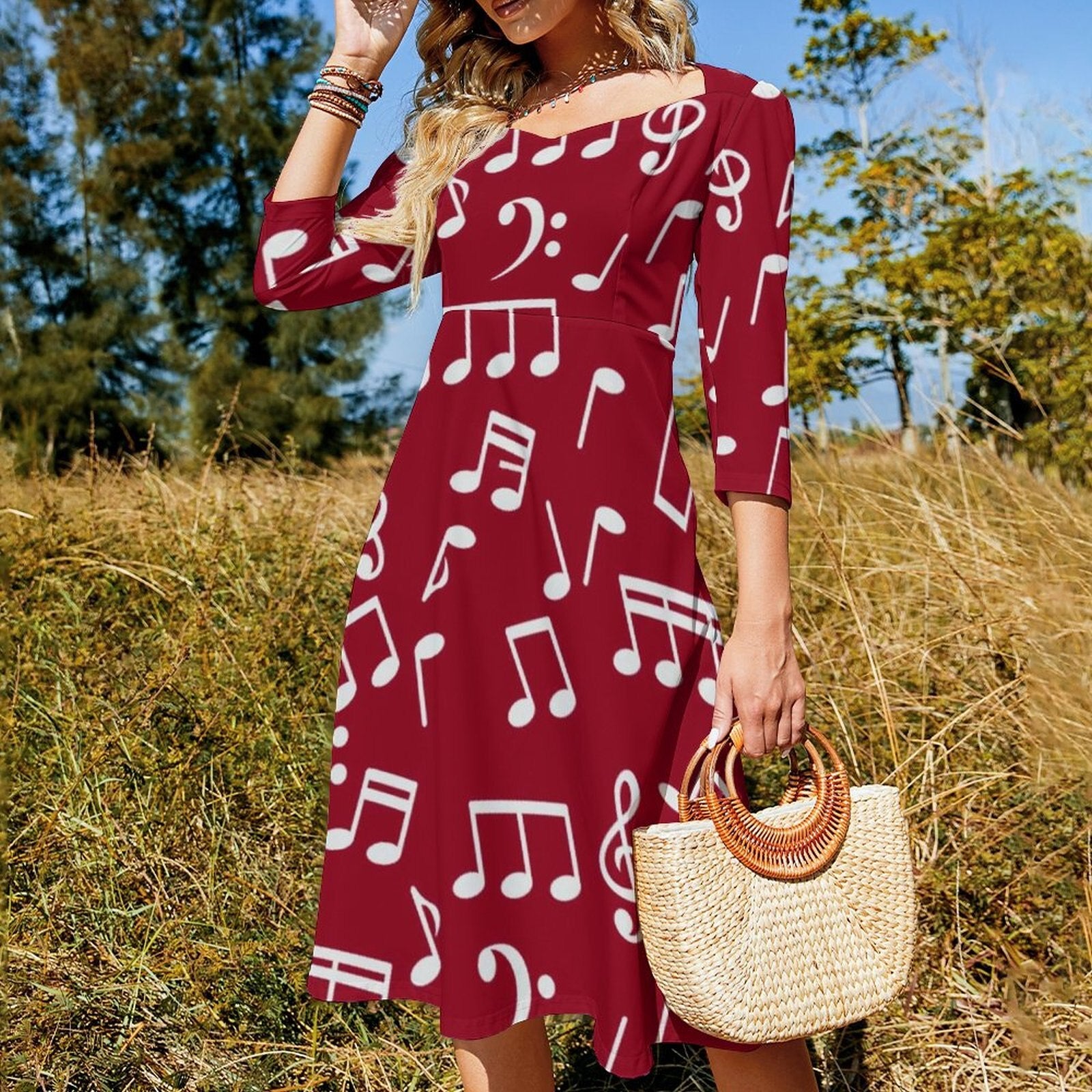 Music Notes Backless Casual Dress - Artistic Pod Music Notes Backless Casual Dress - Artistic Pod