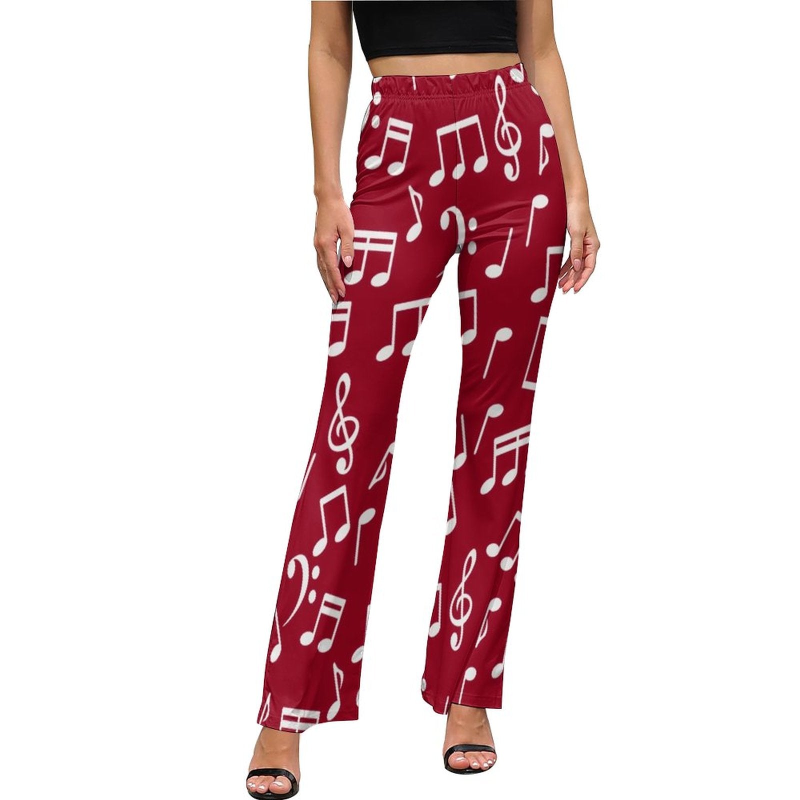 Music Notes Red Flare Pants