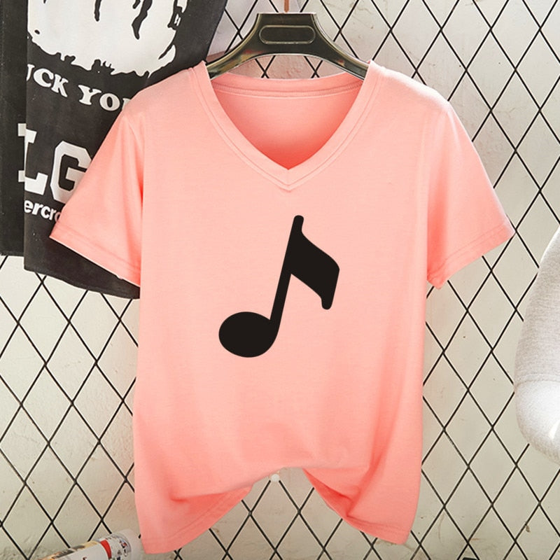 V-Neck Music Notes T-shirt