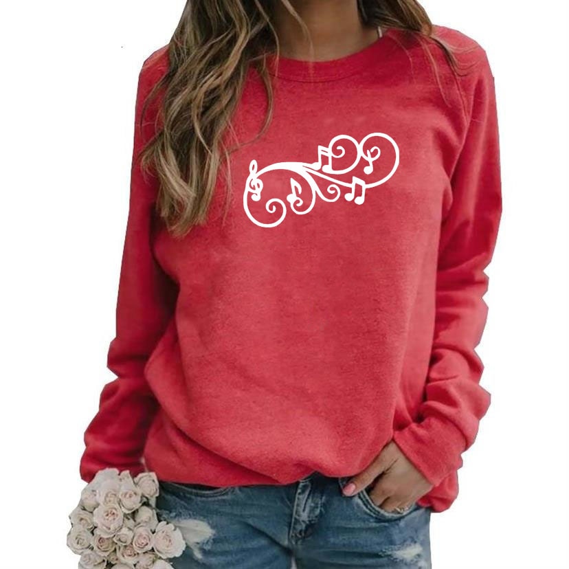 Music Notes Letter Print Sweatshirt