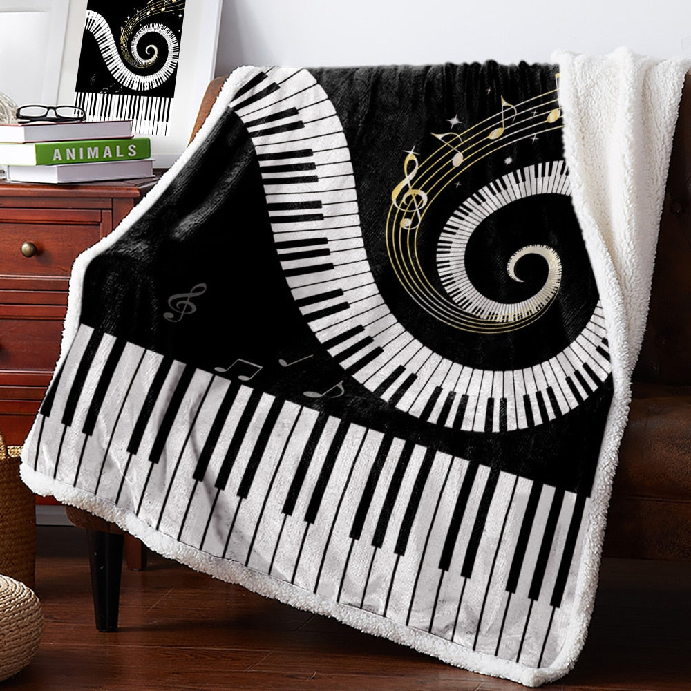 Winter Cashmere Piano Keys Blanket