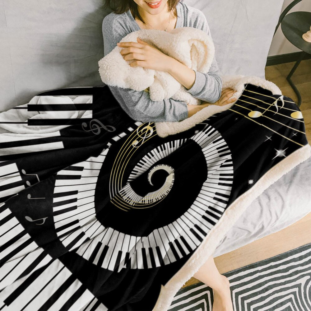 Winter Cashmere Piano Keys Blanket