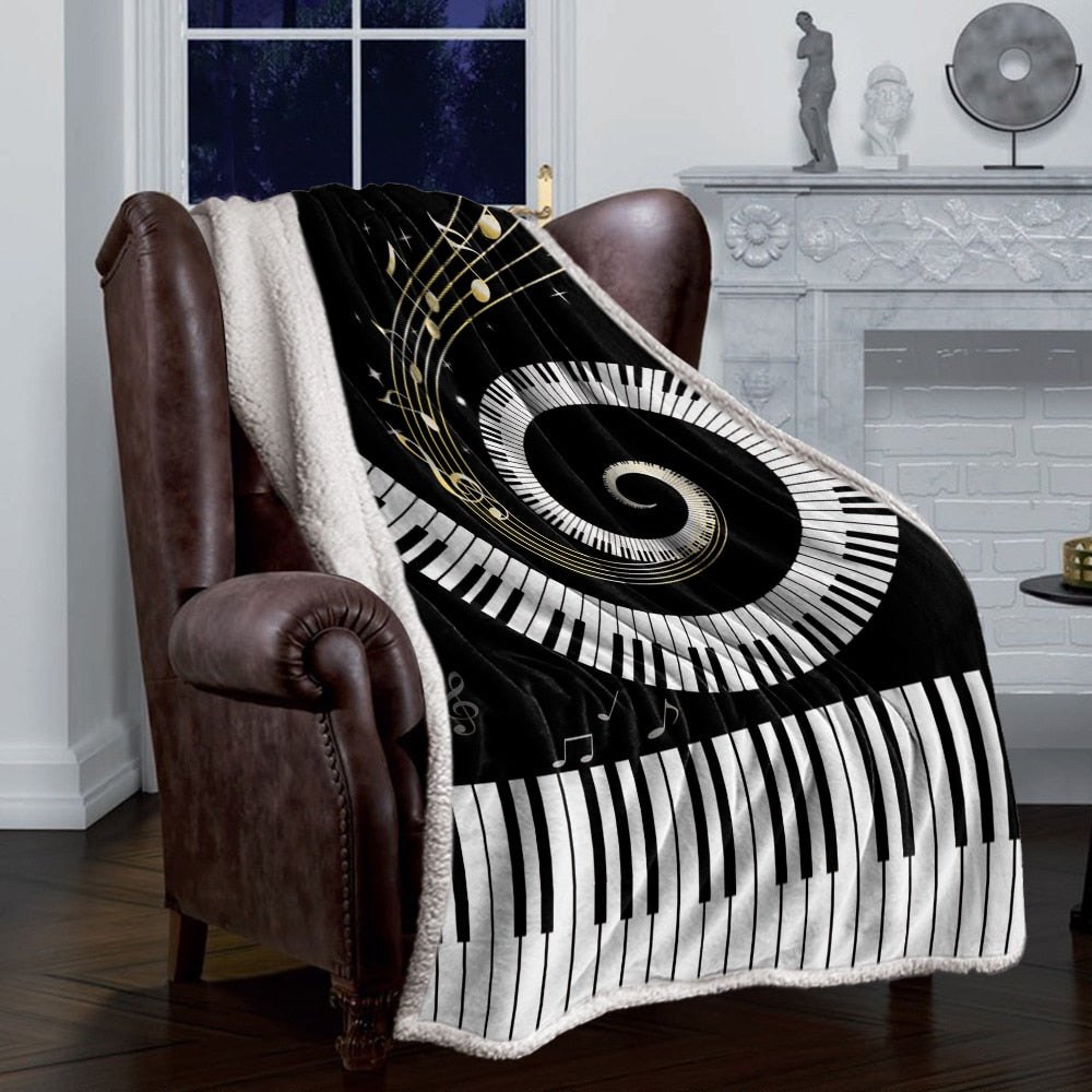 Winter Cashmere Piano Keys Blanket