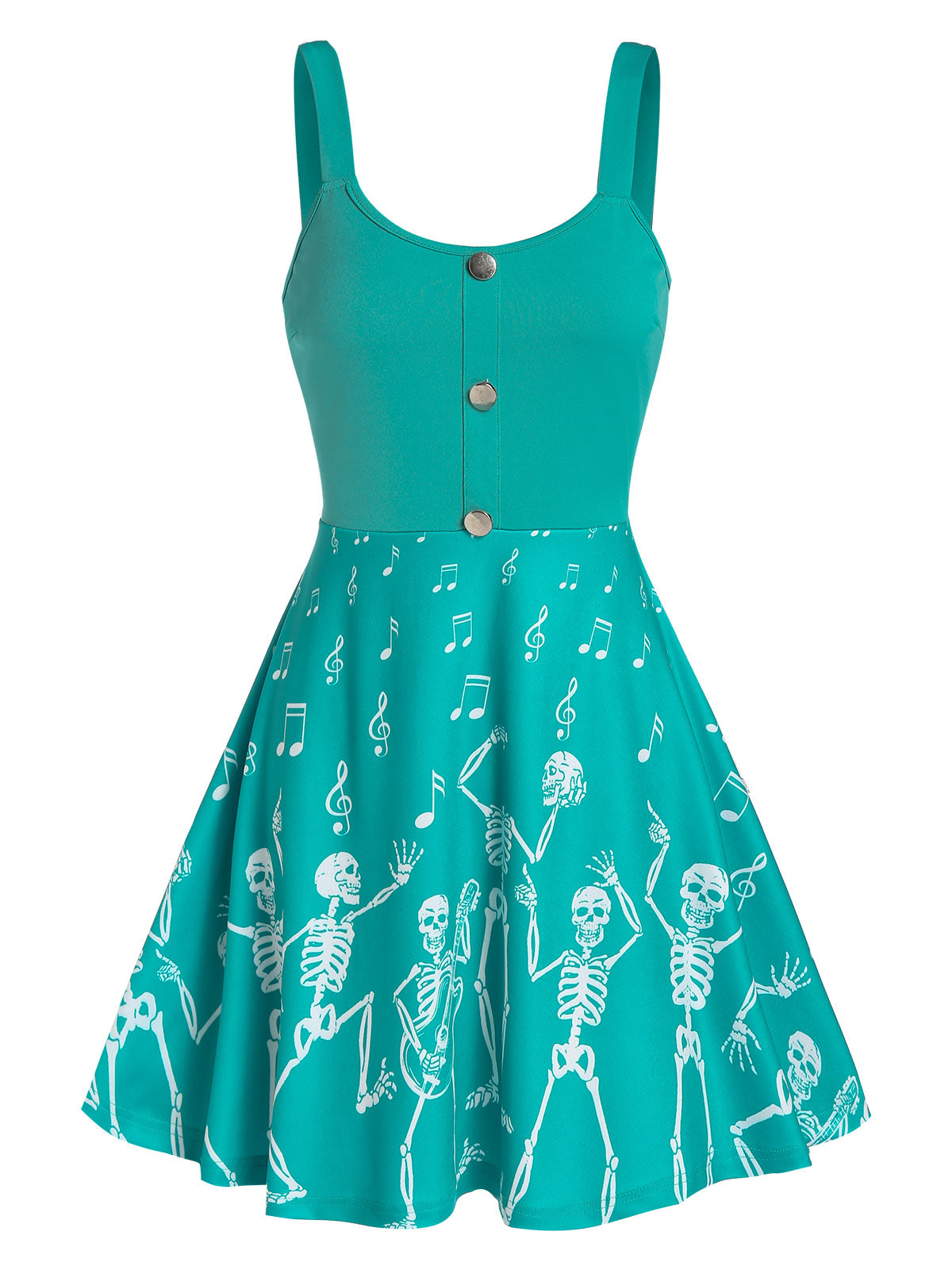 Skeleton Music Notes Sleeveless Dress