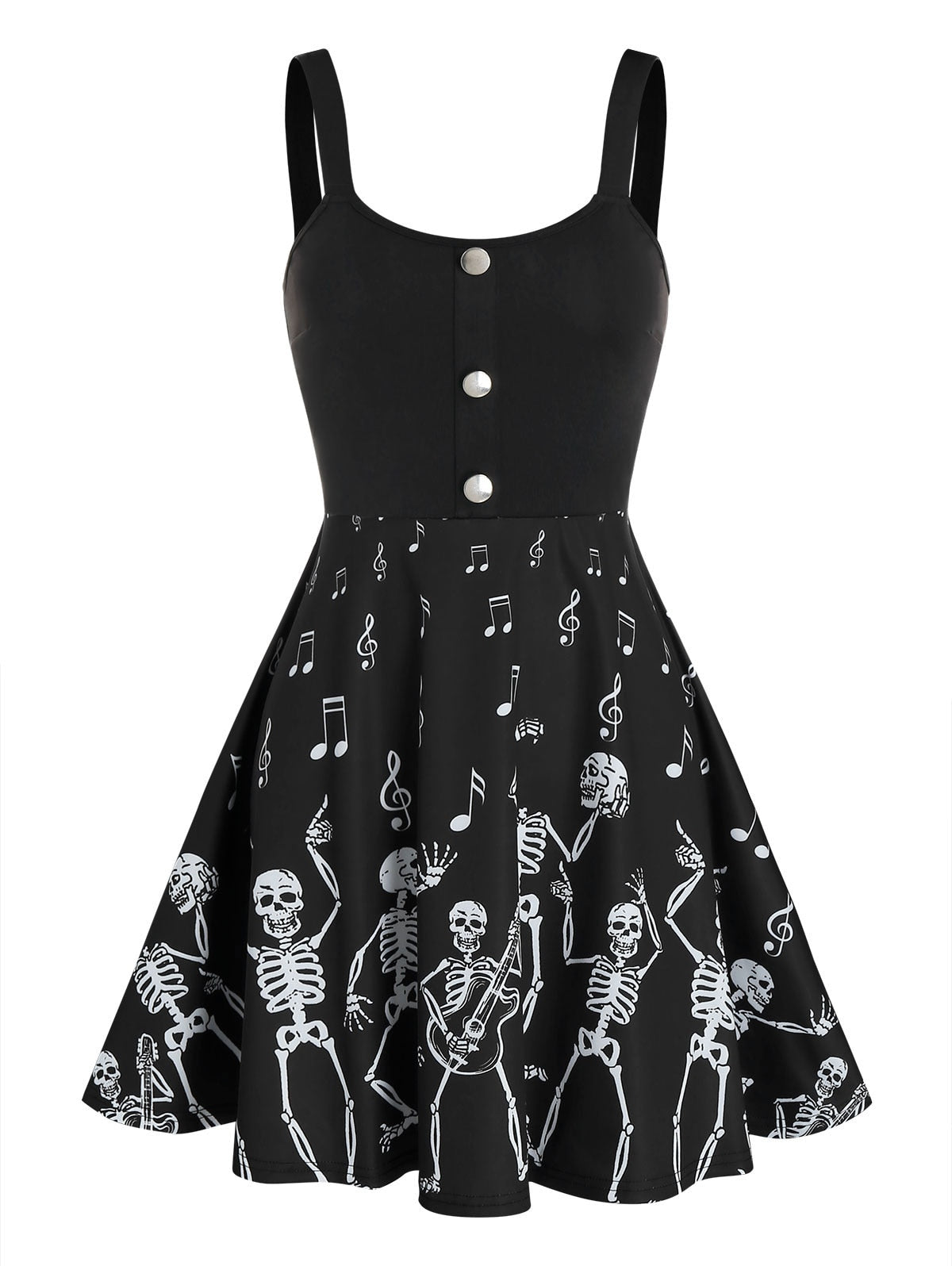 Skeleton Music Notes Sleeveless Dress