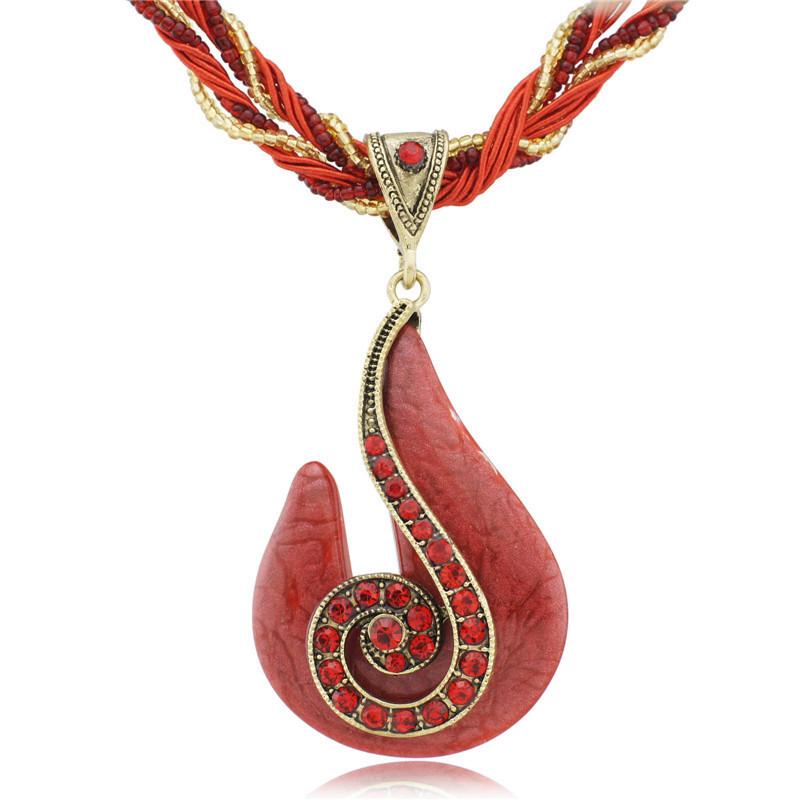 Musical Note Rhinestone Glass Beads Necklace