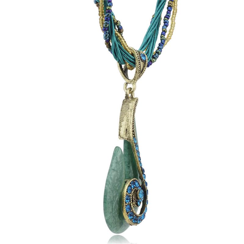 Musical Note Rhinestone Glass Beads Necklace