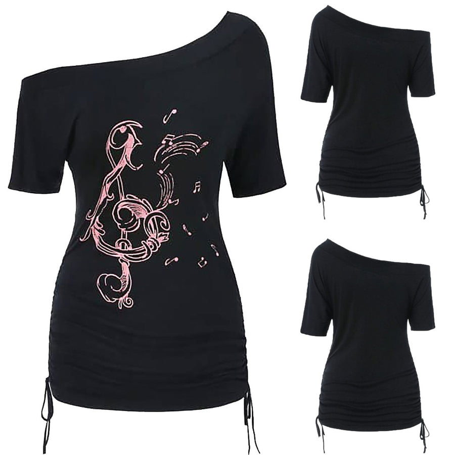 Musical Notes Side Skew Collar Top