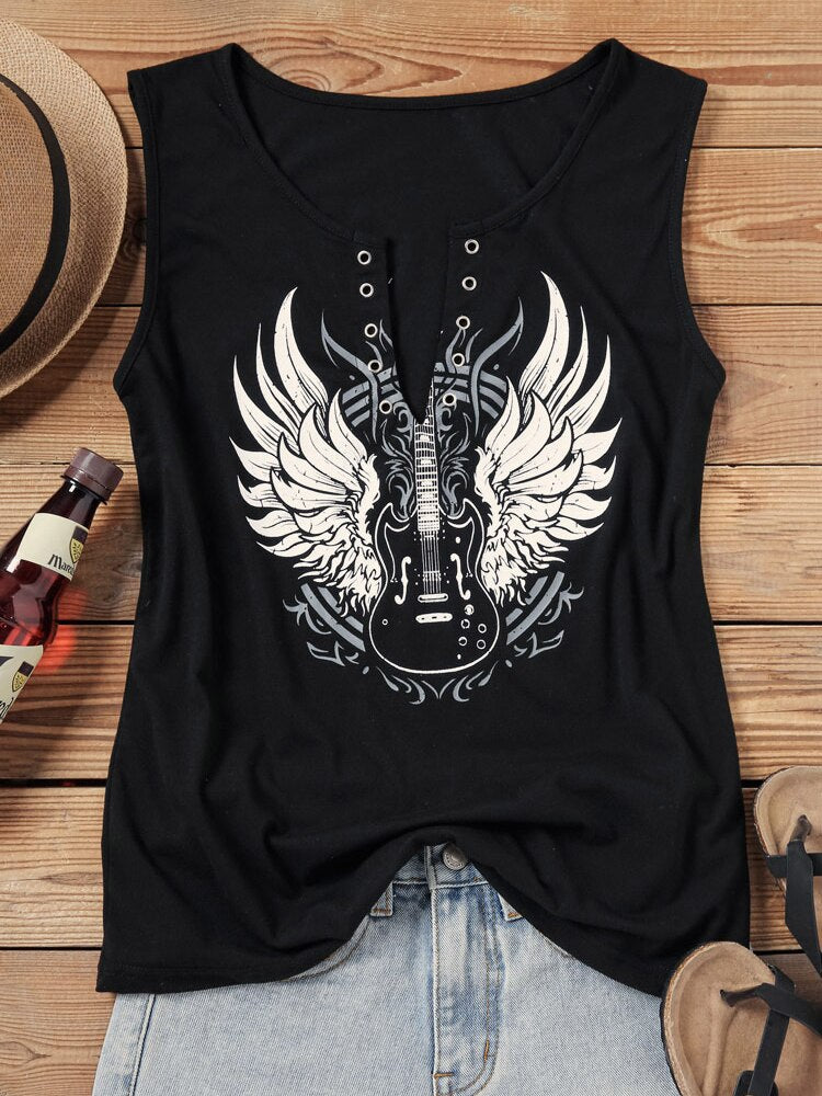 Guitar Wings V Neck Shirt