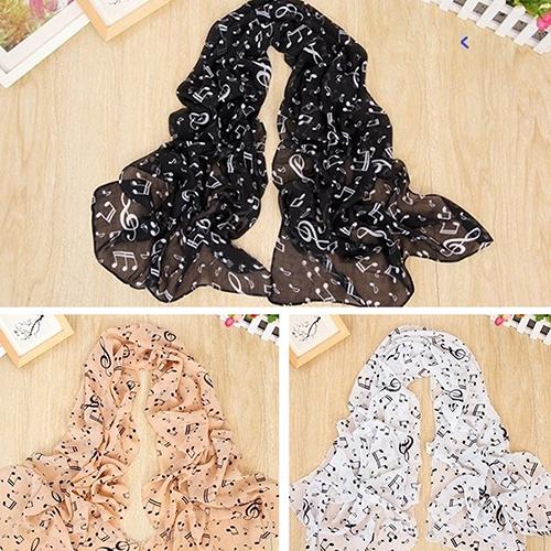 Musical Note Chiffon Scarf