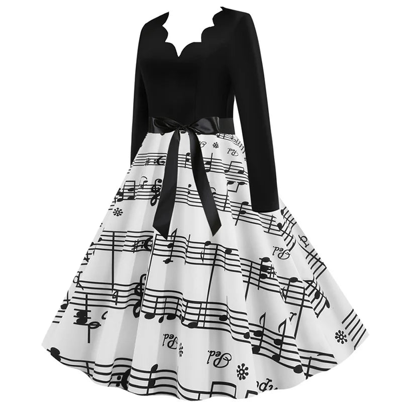 Classic V-neck Music Dress