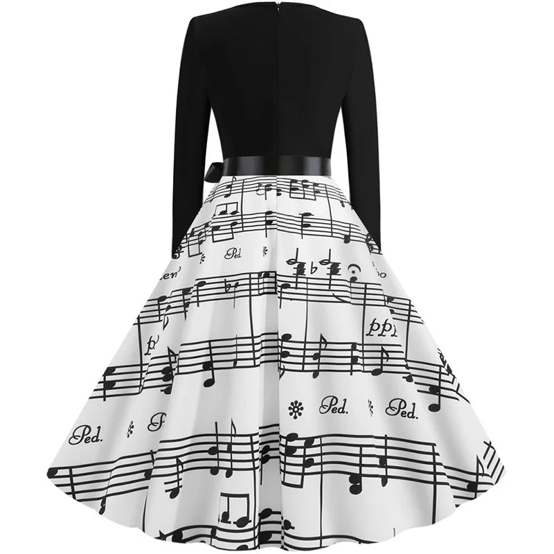 Classic V-neck Music Dress