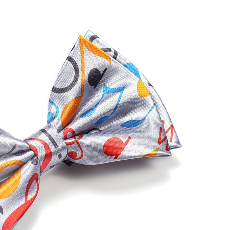 Colorful Music Note Gray Bow Tie