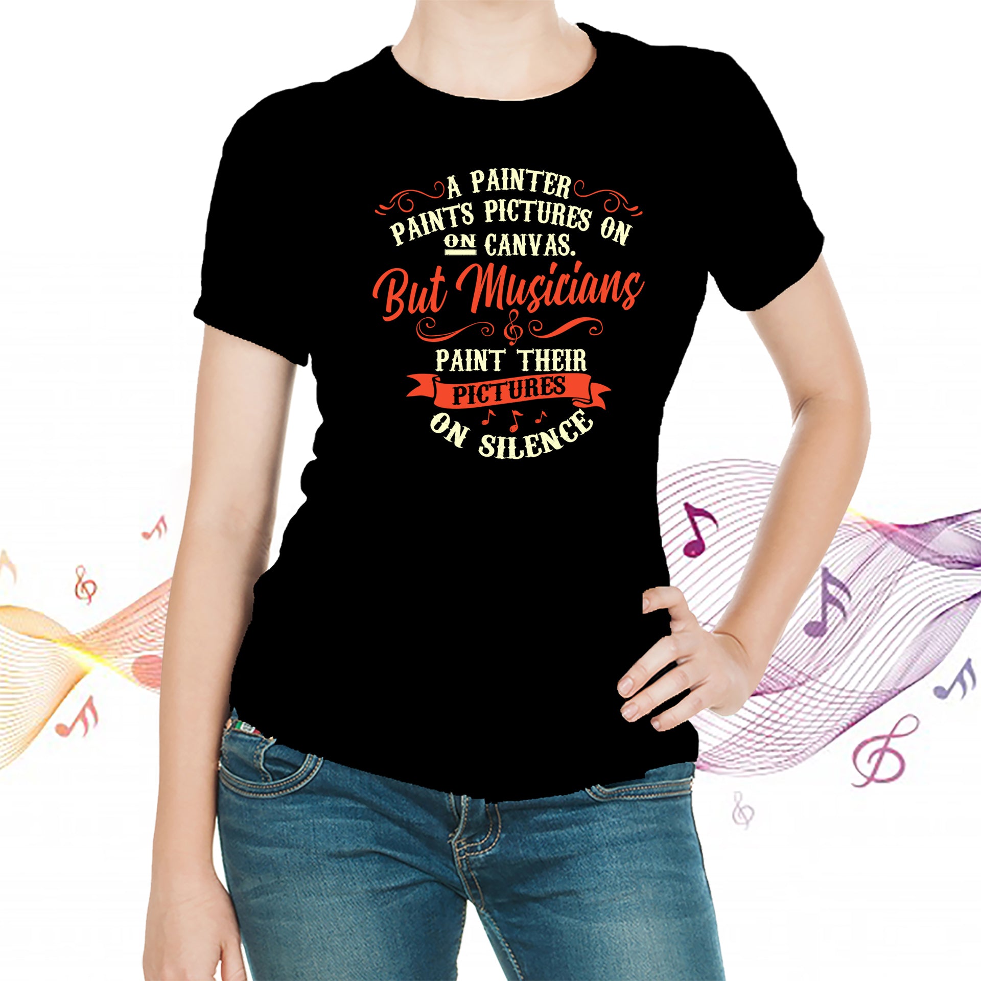 Musicians Paint Their Pictures On Silence T-shirt