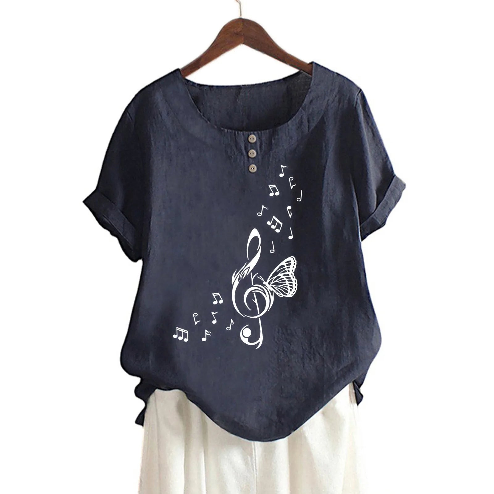 Music Butterfly Button Blouse