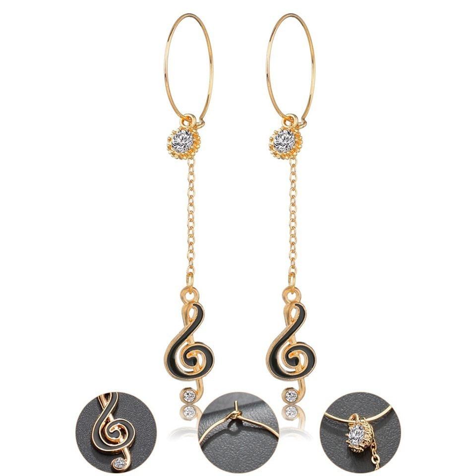 Music Note Long Drop Earrings