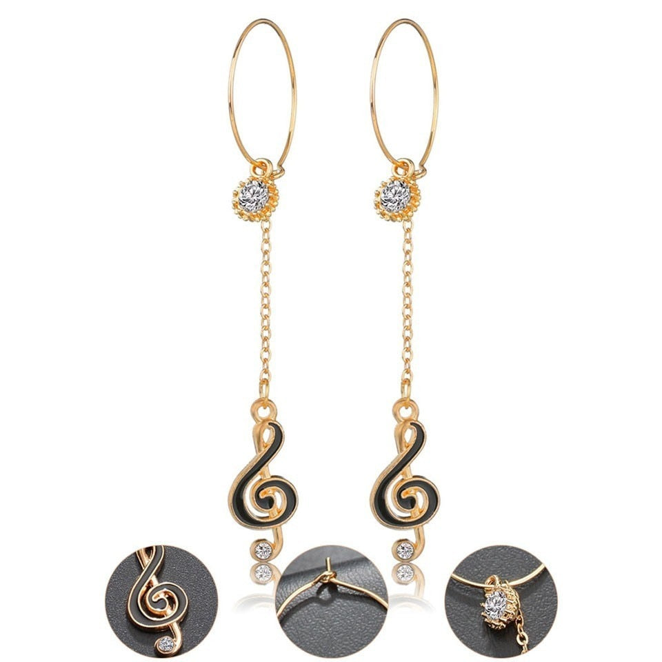 Free - Music Note Long Drop Earrings