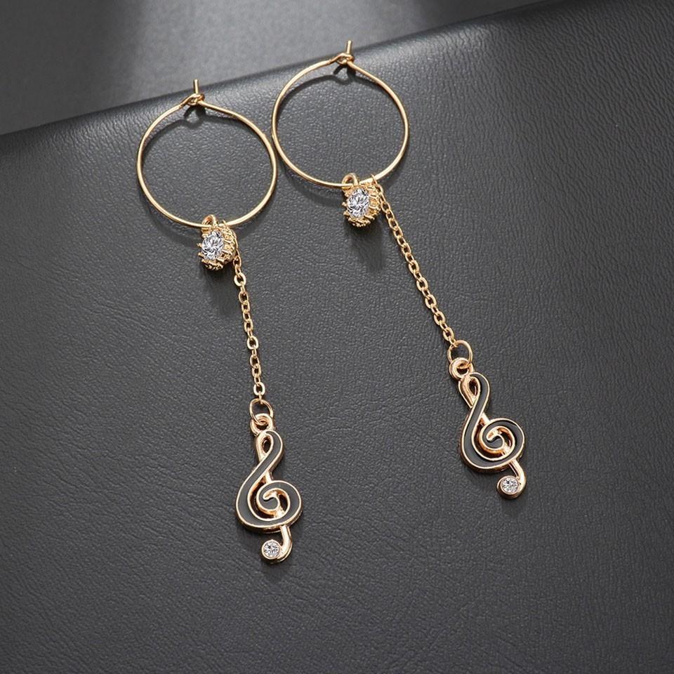 Music Note Long Drop Earrings