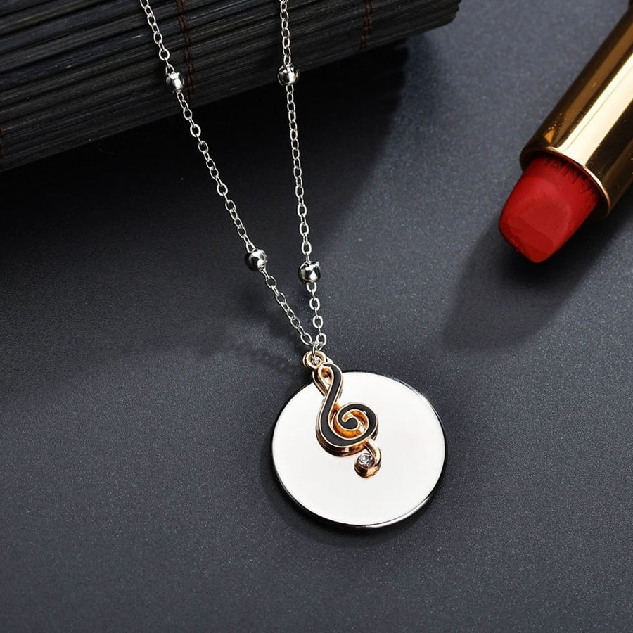 Music Note Round Pendant Necklace