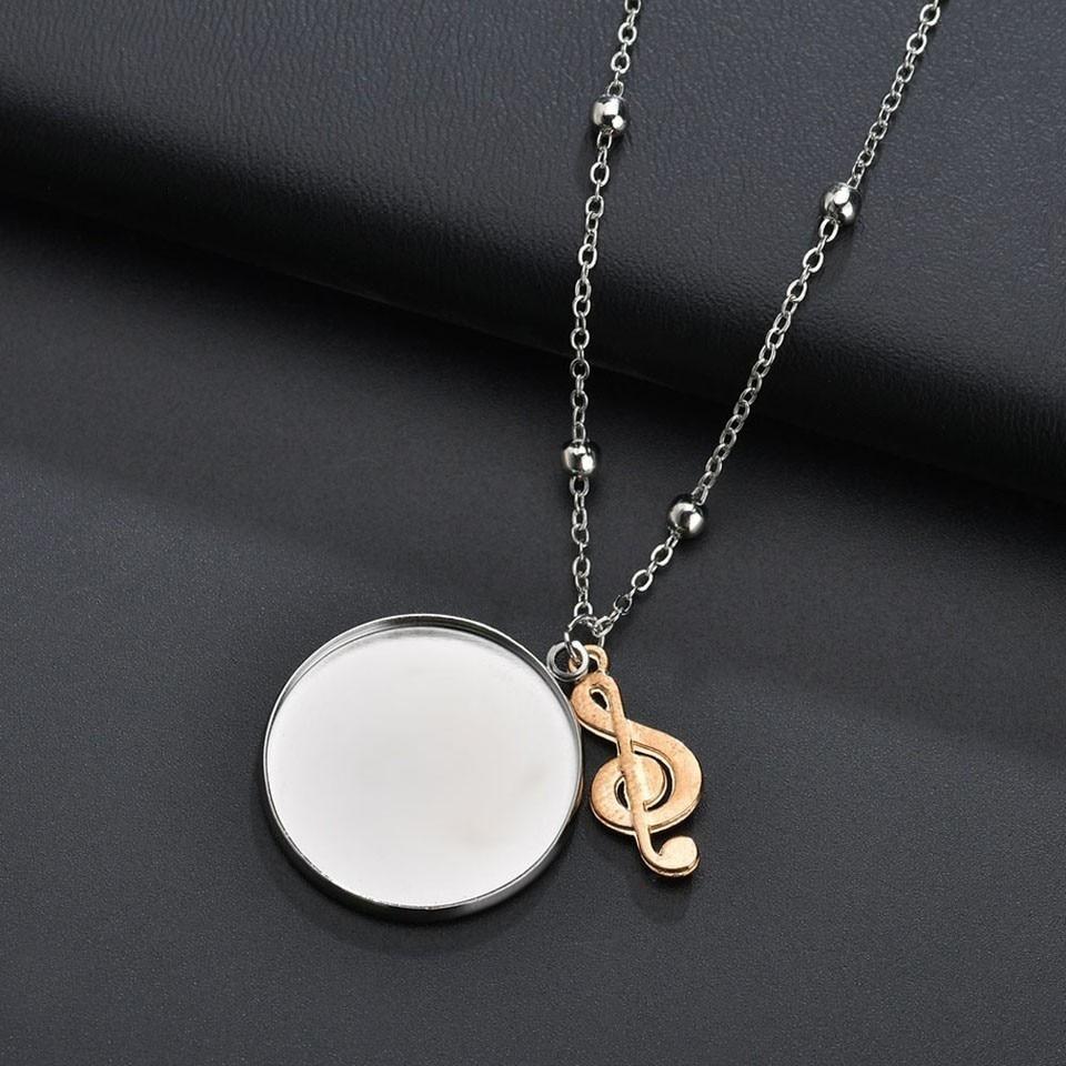 Free - Music Note Round Pendant Necklace