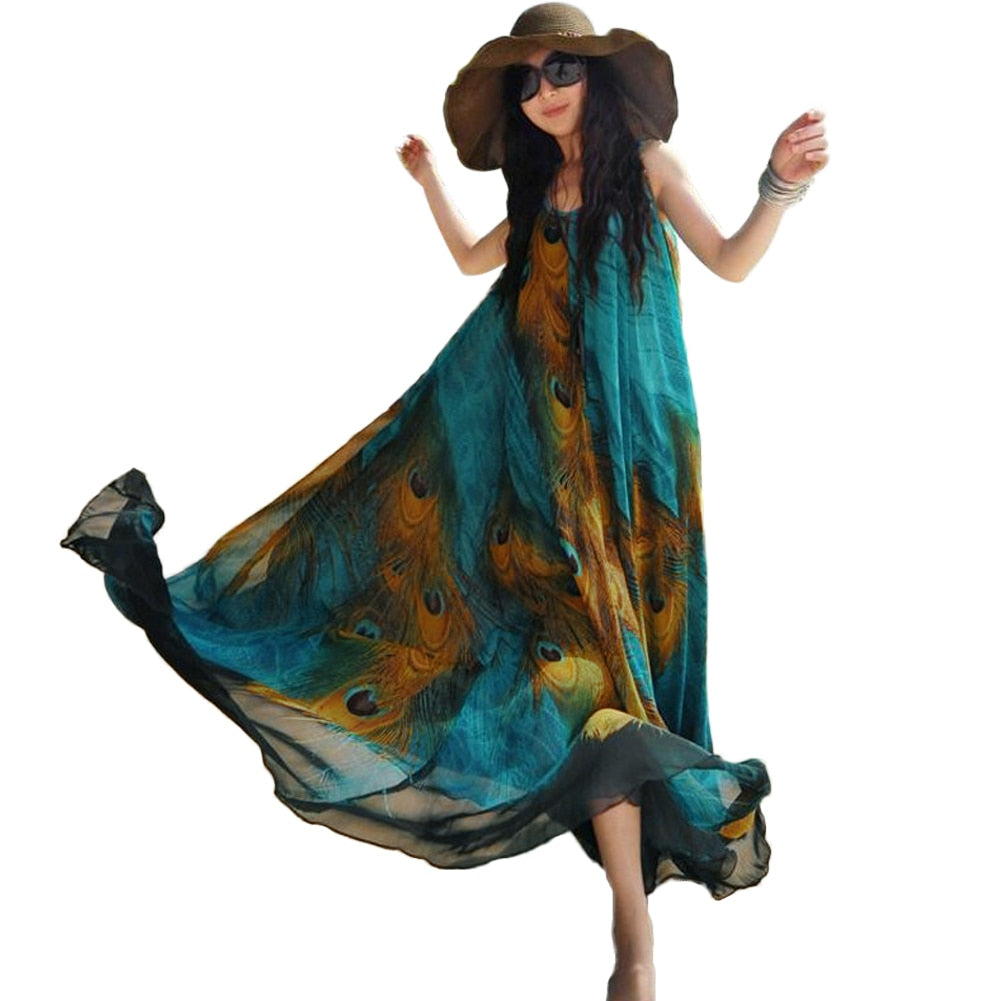Peacock Long Dress - Artistic Pod Peacock Long Dress - Artistic Pod