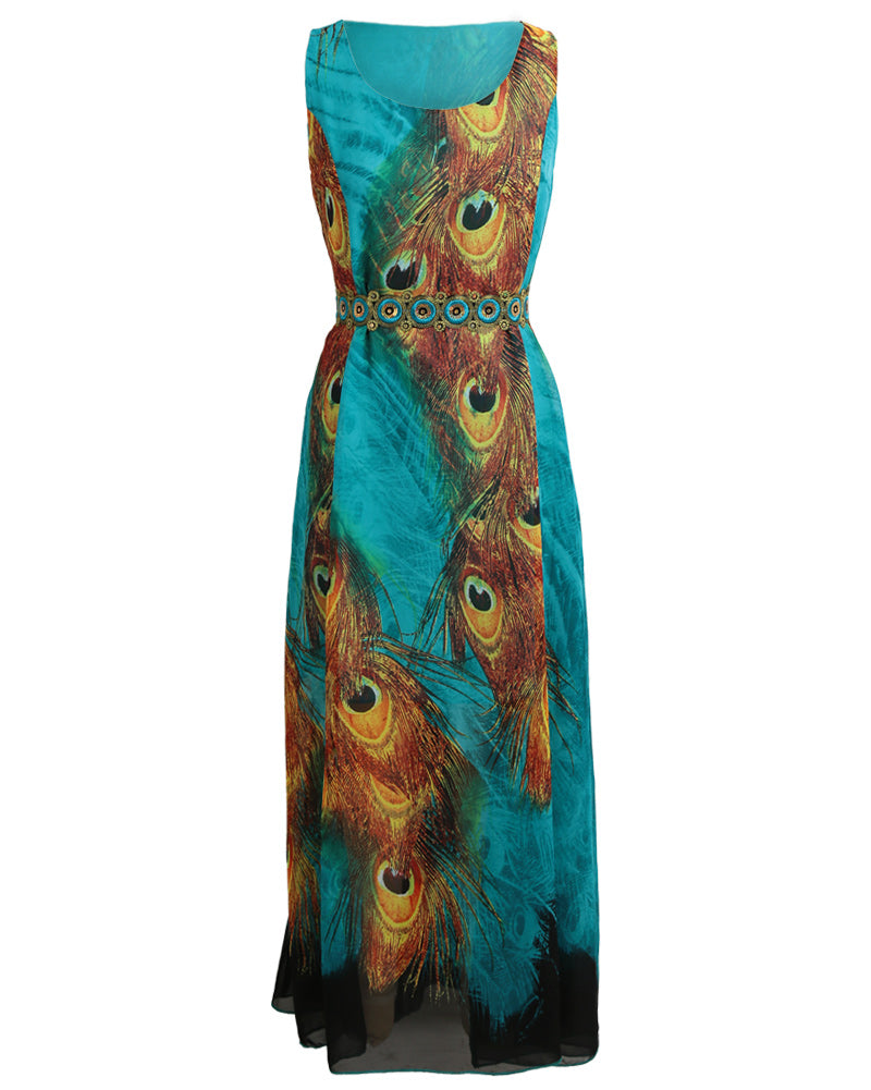 Peacock Long Dress - Artistic Pod Peacock Long Dress - Artistic Pod