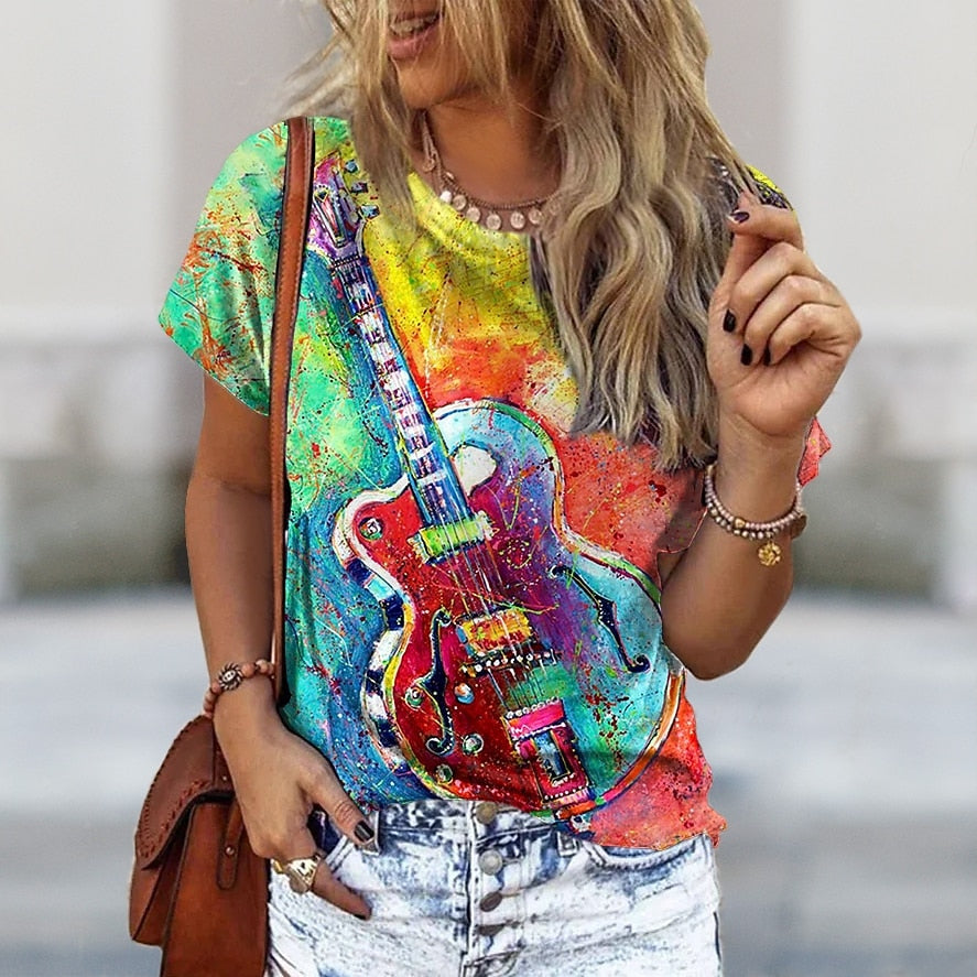 Guitars Painting O-Neck T-Shirt