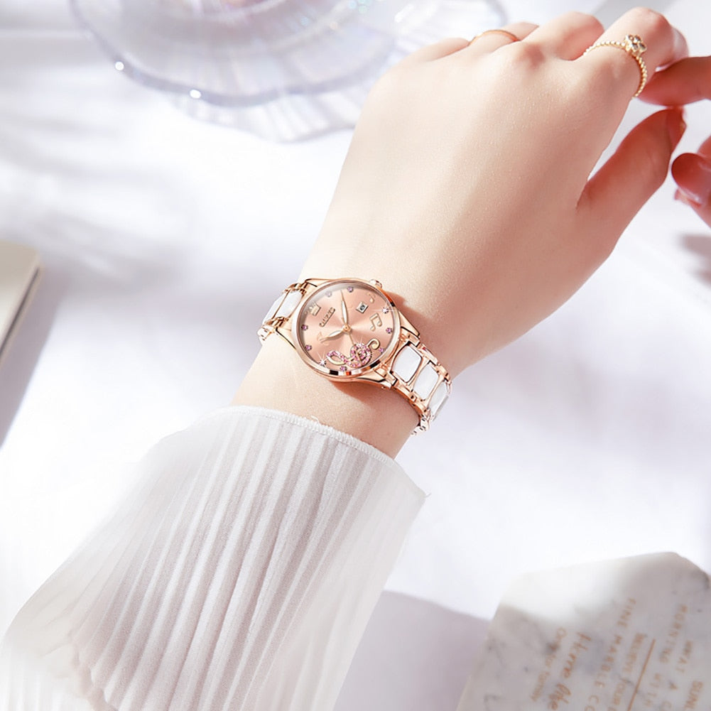 Music Notes Ceramic Band Watch