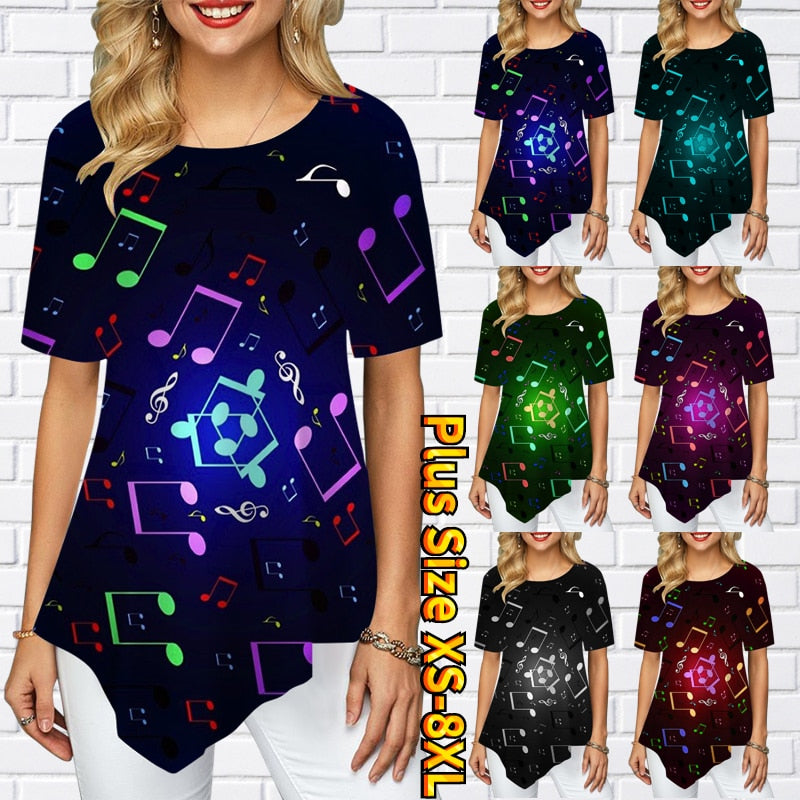 Music Note Round Neck Shirt