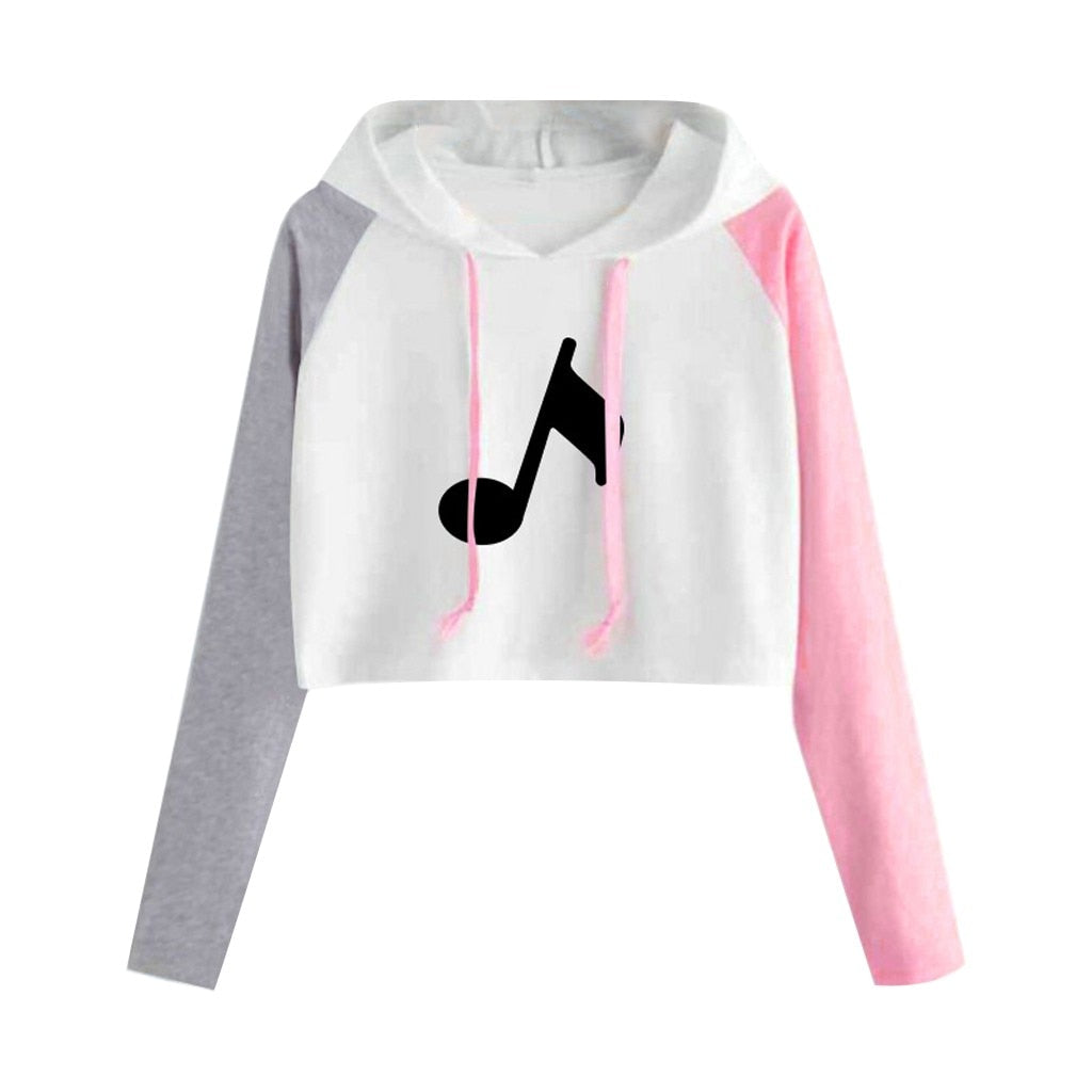 Colorful Music Notes Crop Hoodie
