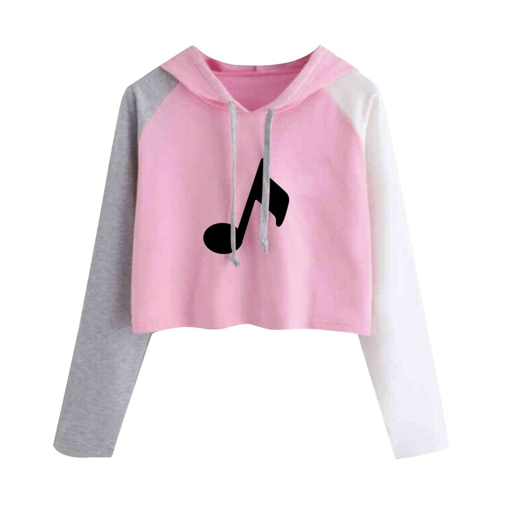 Colorful Music Notes Crop Hoodie