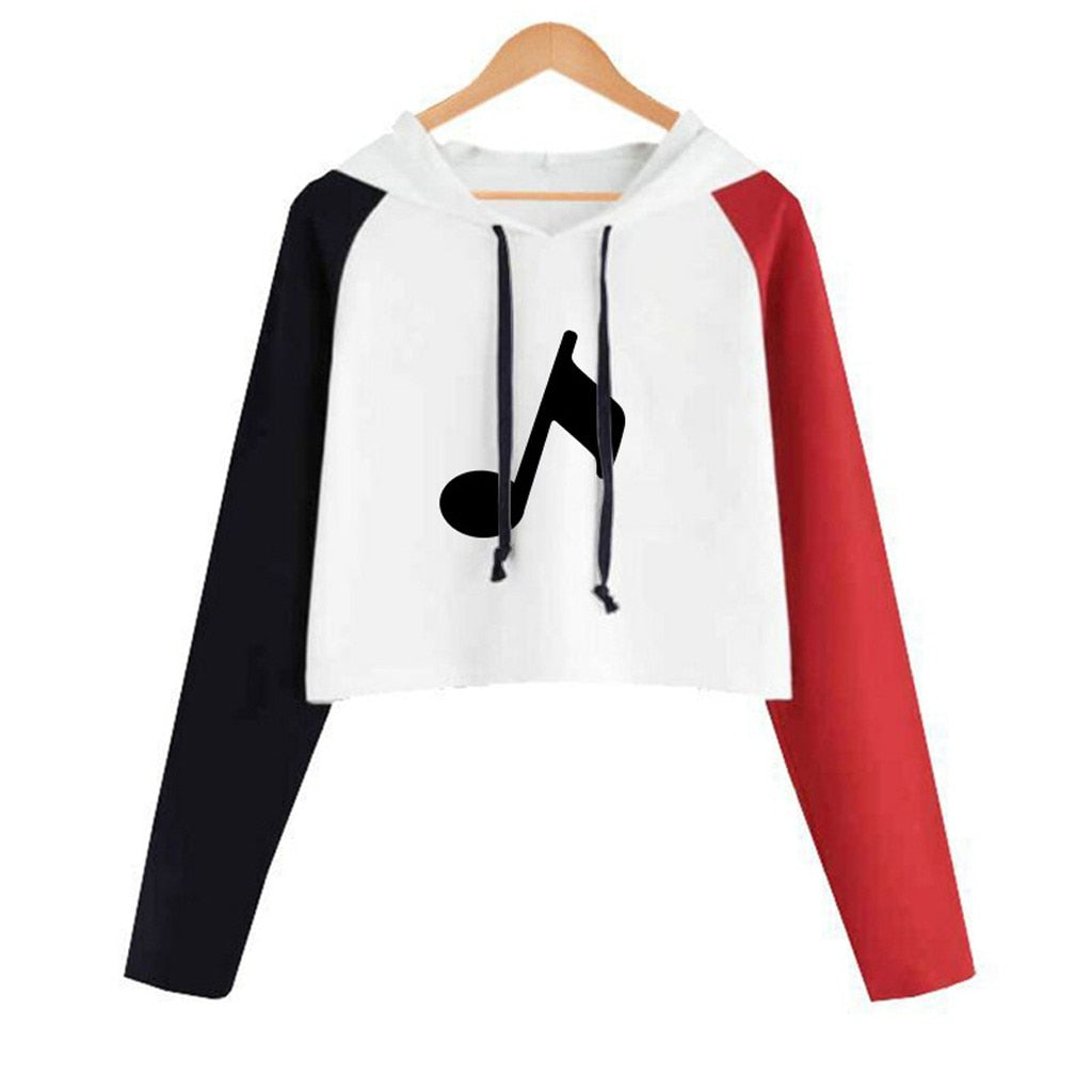 Colorful Music Notes Crop Hoodie
