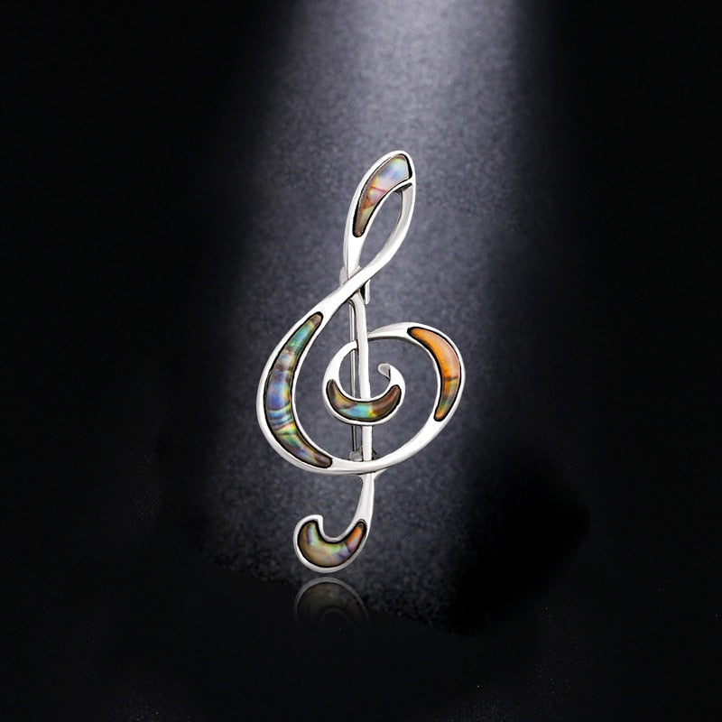 Shell Music Note Brooch