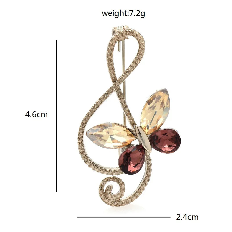 Sparkling Butterfly Music Brooch