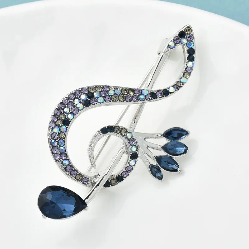 Blue Music Treble Clef Brooch Pin