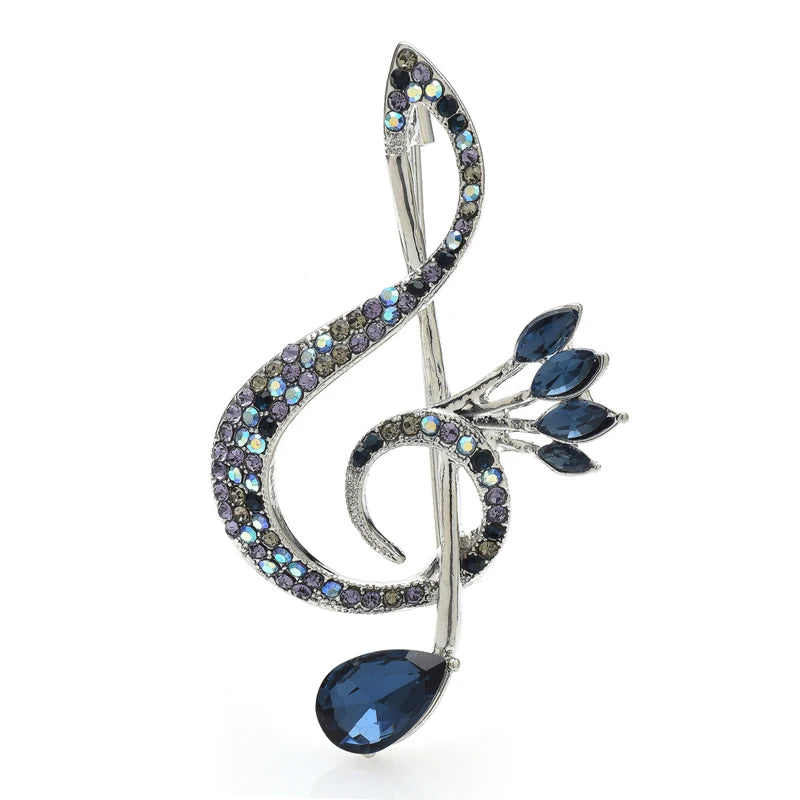 Blue Music Treble Clef Brooch Pin