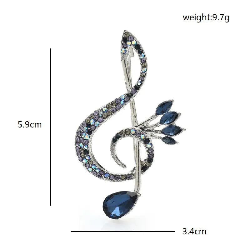 Blue Music Treble Clef Brooch Pin