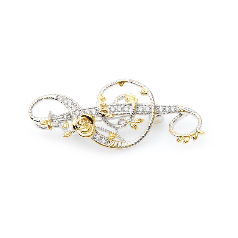 Copper Rose Music Note Brooch Pin
