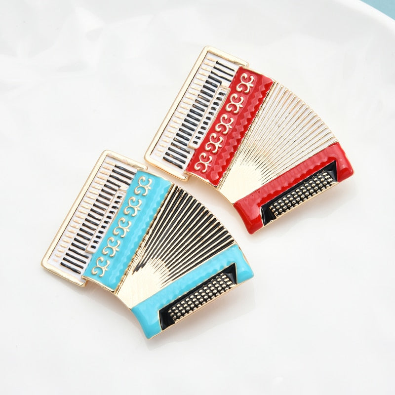 Accordion Enamel Brooch