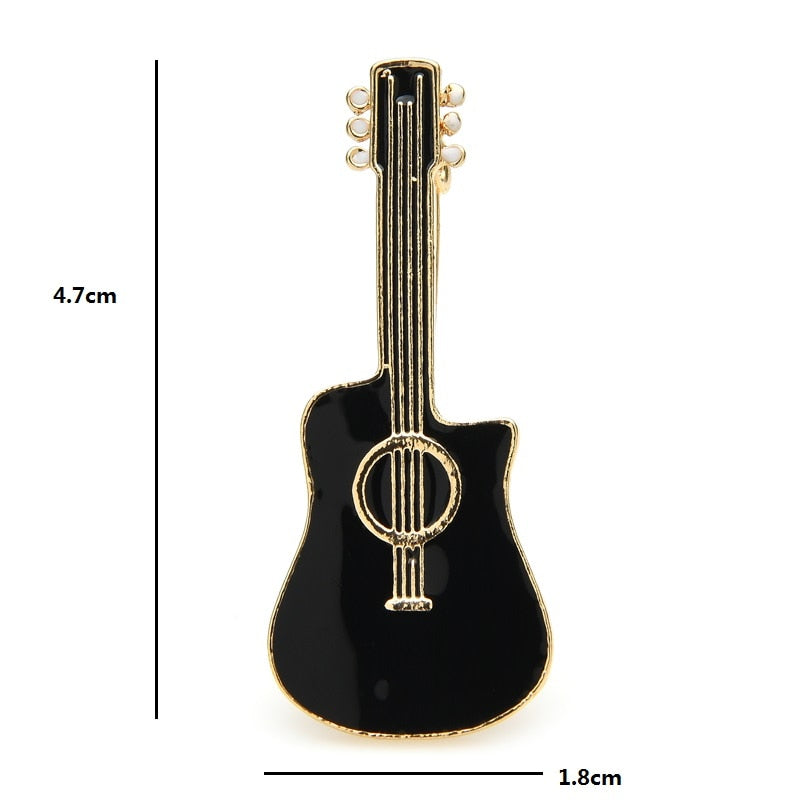 Black Acoustic Guitar Brooch