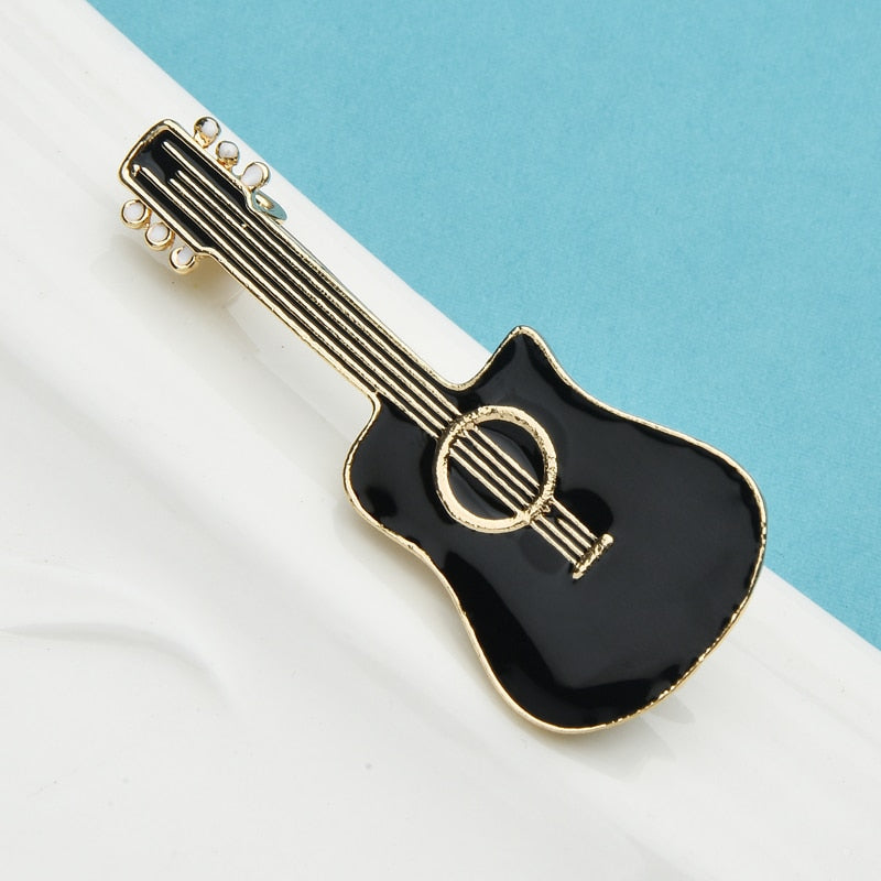 Black Acoustic Guitar Brooch